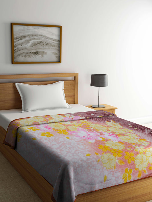 Arrabi Multi Floral Polyester 950 GSM Full Size Single Bed Blanket (210 X 150 cm)