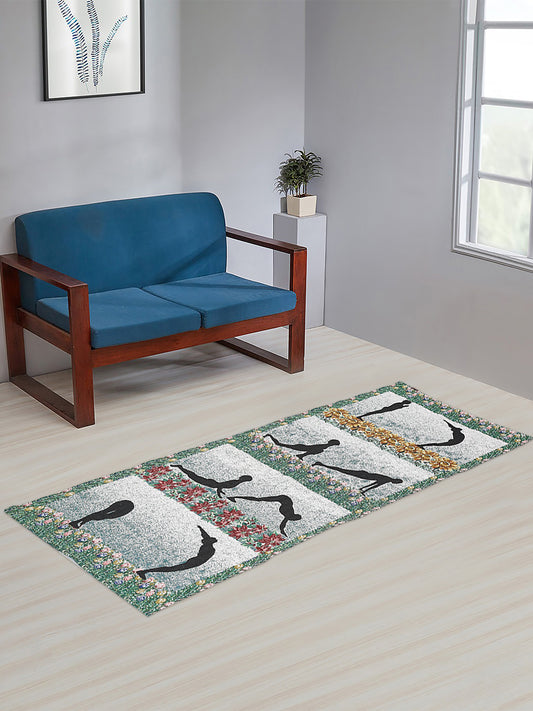 Arrabi White Graphic TC Cotton Blend Yoga Mat (175 x 65 cm)