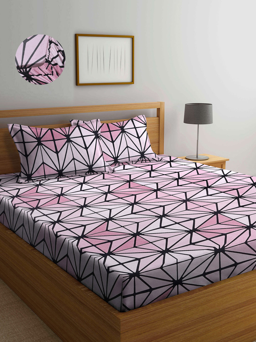ARRABI® Super King Size Elastic Fitted Bedsheet with Two Pillow Covers (260 x 260 cm) (Luxury Collection)