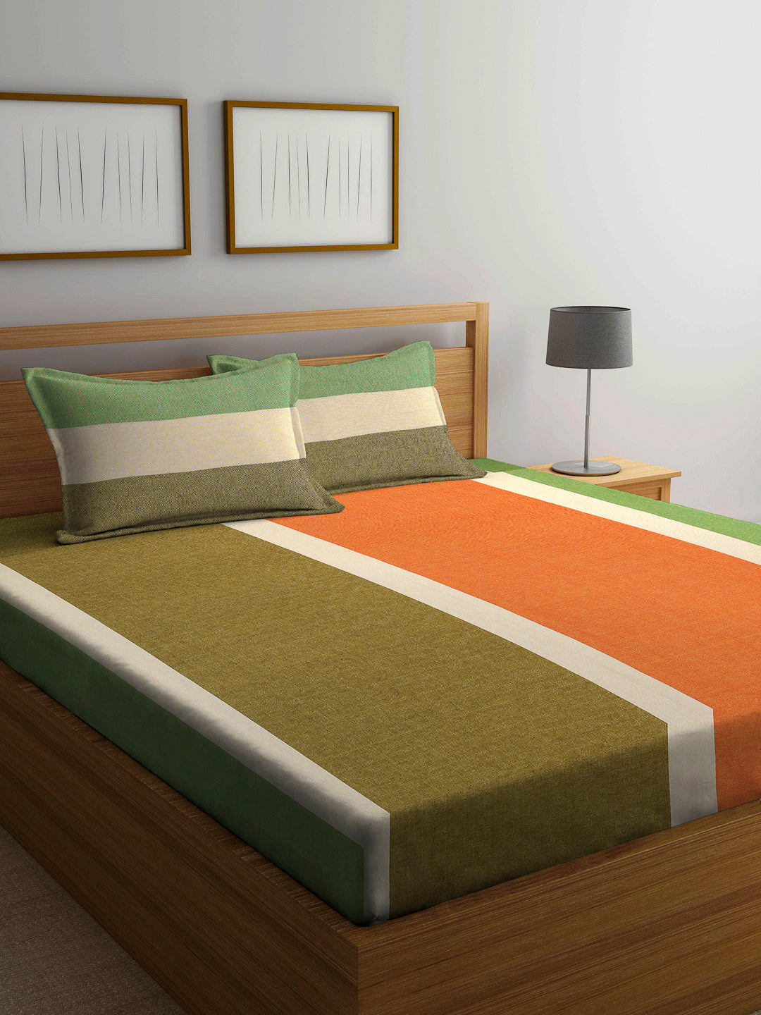 ARRABI® Handwoven Pure Cotton King Size Bedsheets with 2 Pillow Covers (260 X 230 cm)
