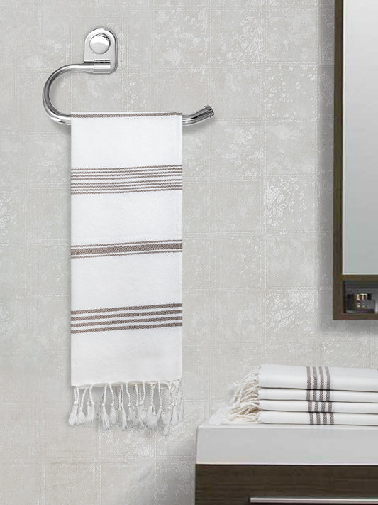 Arrabi Brown Solid Handwoven Cotton Hand Towel (Set of 5) (90 X 35 cm)