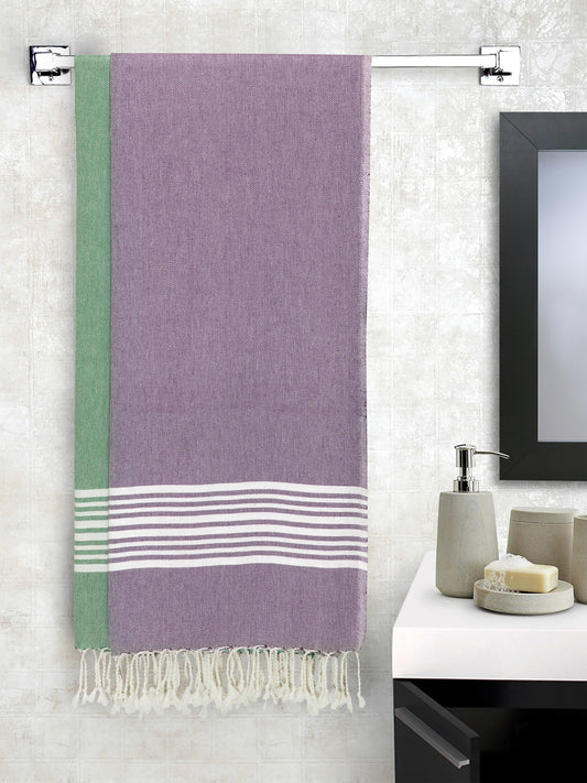 Arrabi Multi Solid Handwoven Cotton Bath Towel (Set of 2 ) (150 X 75 Cm)