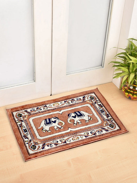 Arrabi Brown Indian Synthetic Full Size Floor Mat (60 X 40 cm) (Pack of 2)