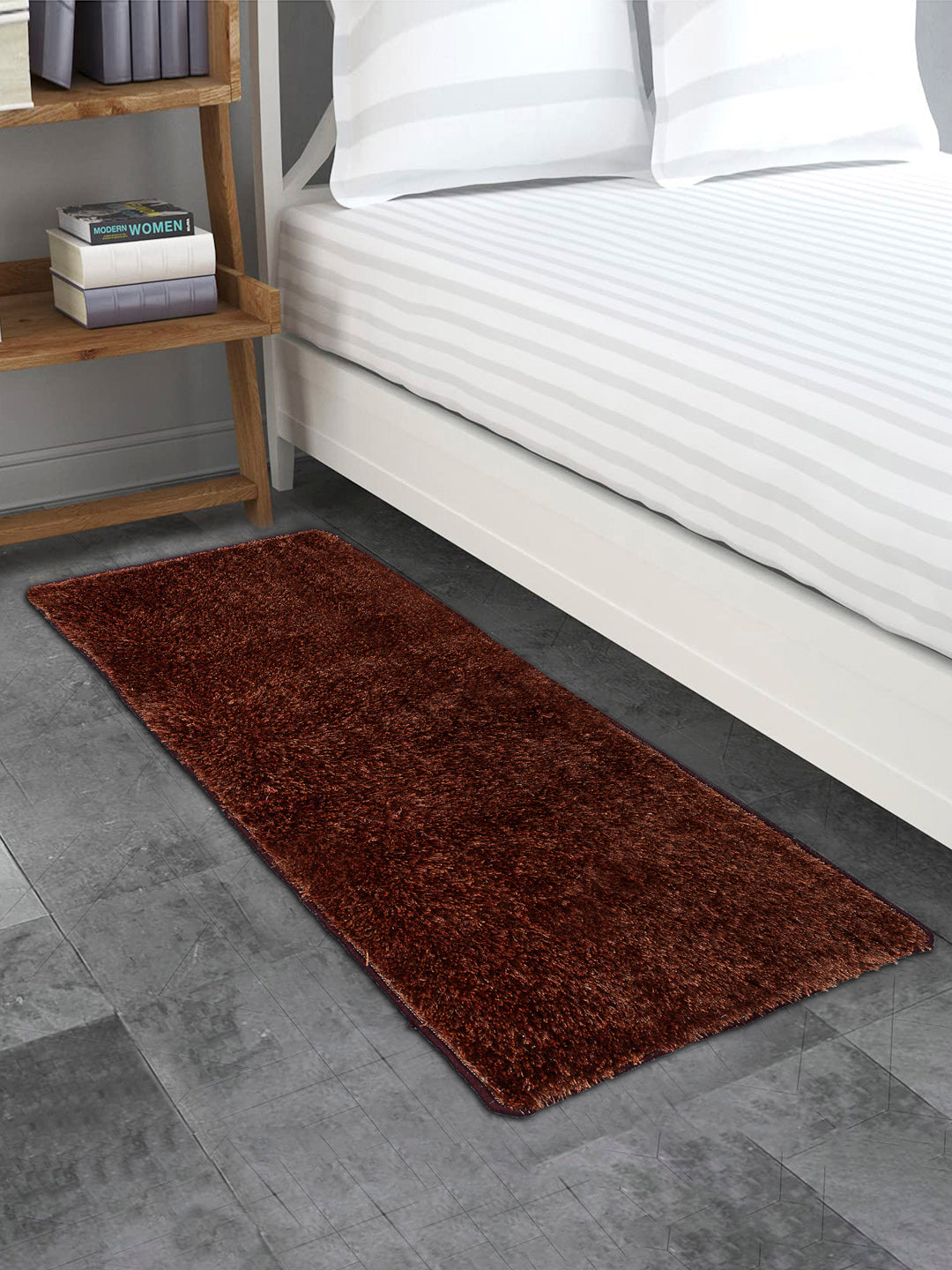 Arrabi Coffee Solid Polyester Full Size Bed  Runner (137 X 55 cm)