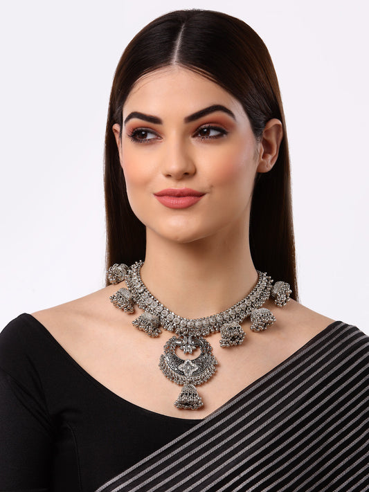 Arrabi Metallic Oxidised Necklace (30 cm)