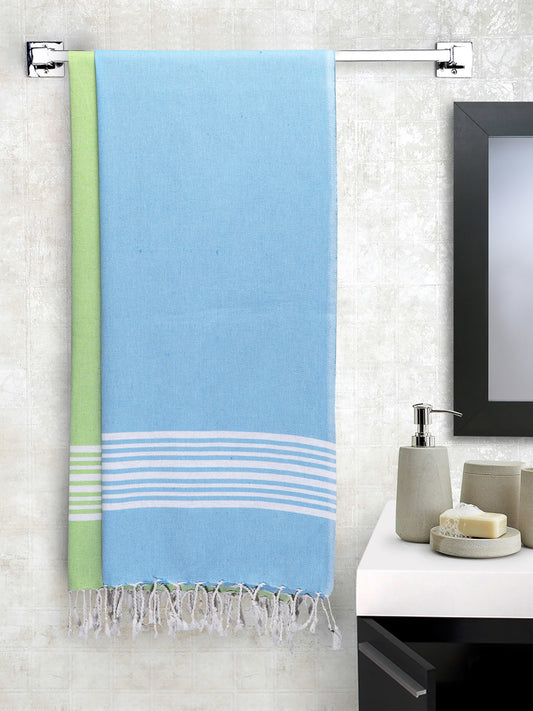 Arrabi Multi Solid Handwoven Cotton Bath Towel (Set of 2 ) (150 X 75 Cm)