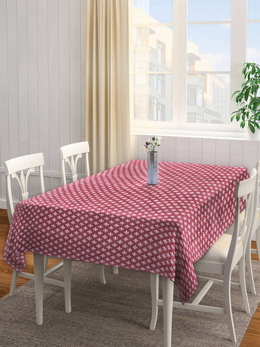 Arrabi Red Indian Handwoven Cotton  6 Seater Table Cover (225 x 150 cm)