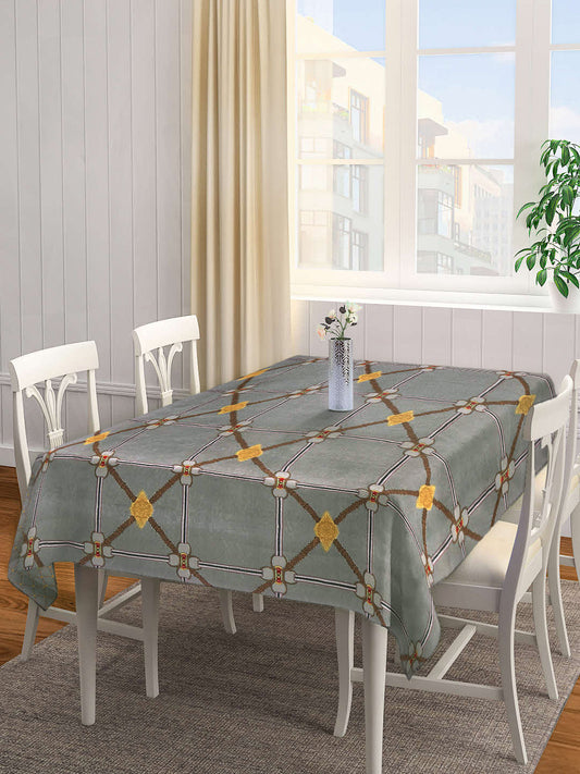 Arrabi Grey Geometric TC Polycotton 6 Seater Table Cover (180 x 130 cm)