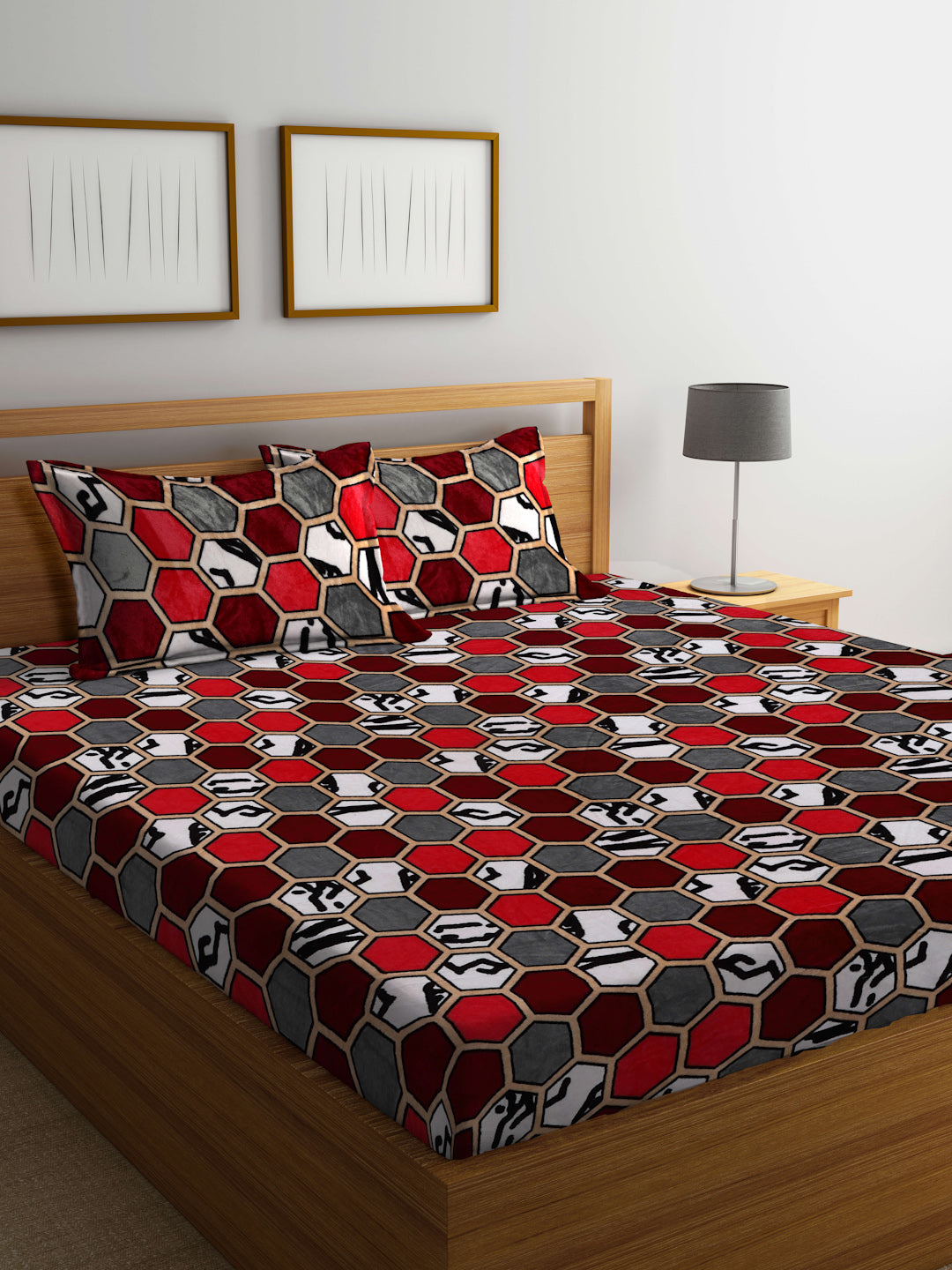 ARRABI® King Size Winter Woolen Bedsheet with 2 Pillow Covers (235 X 215 cm)