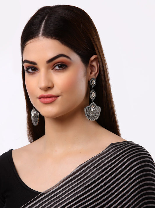 Arrabi Metallic Oxidised Earrings (Set of 2) (10 cm)