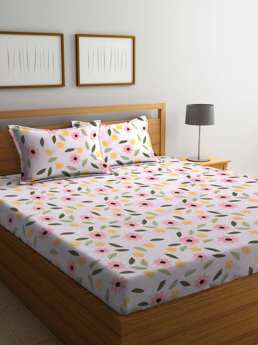 ARRABI® King Size Bedsheet with Two Pillow Covers (250 x 215 cm)