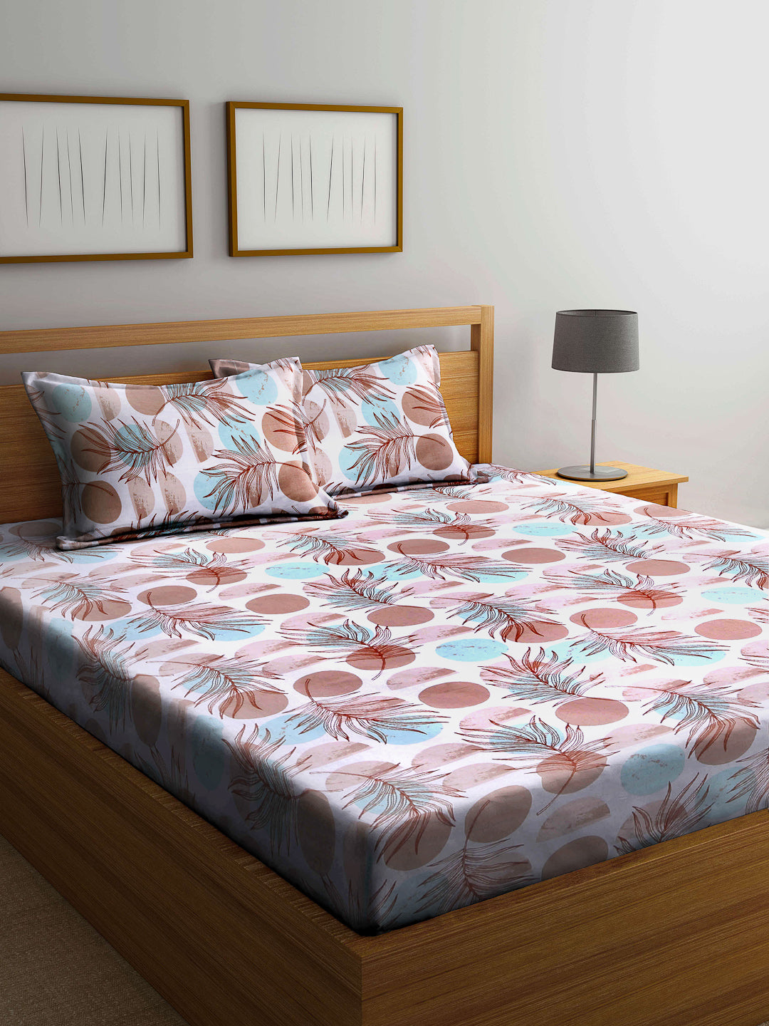 Arrabi Multi Floral 100% Cotton King Size Double Bedsheet with 2 Pillow Covers (250 X 215 cm)