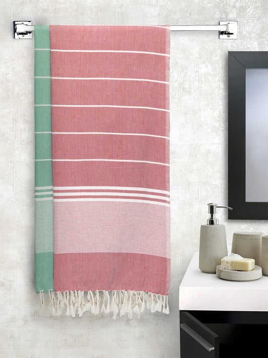 Arrabi Multi Stripes Handwoven Cotton Bath Towel (Set of 2) (150 x 75 cm)