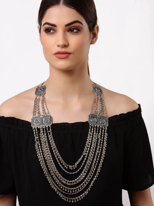 Arrabi Metallic Oxidised Necklace (30 cm)