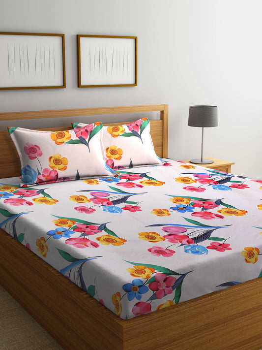 ARRABI® King Size Bedsheet with Two Pillow Covers (250 x 215 cm)