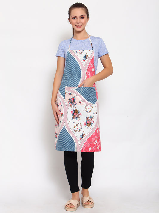 Arrabi Multi Floral Cotton Blend Apron With 2 Patch Pocket (85 x 70 cm)