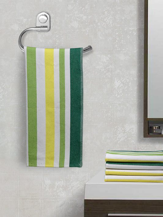 Arrabi Multi Stripes Handwoven Cotton Hand Towel (Set of 5) (85 X 35 cm)