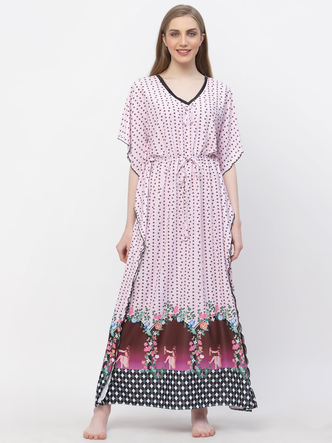 Arrabi Women Pink Indian Kaftan Dress