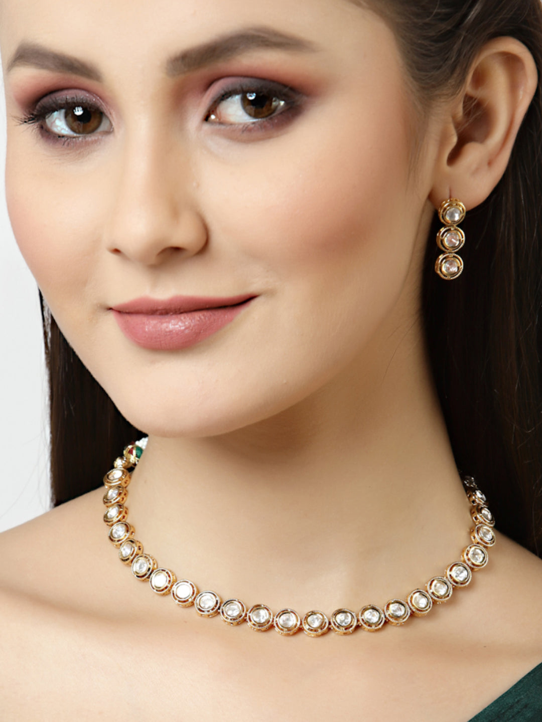 Arrabi Gold Handcrafted Jewellery Set with 2 Earrings(30 cm)