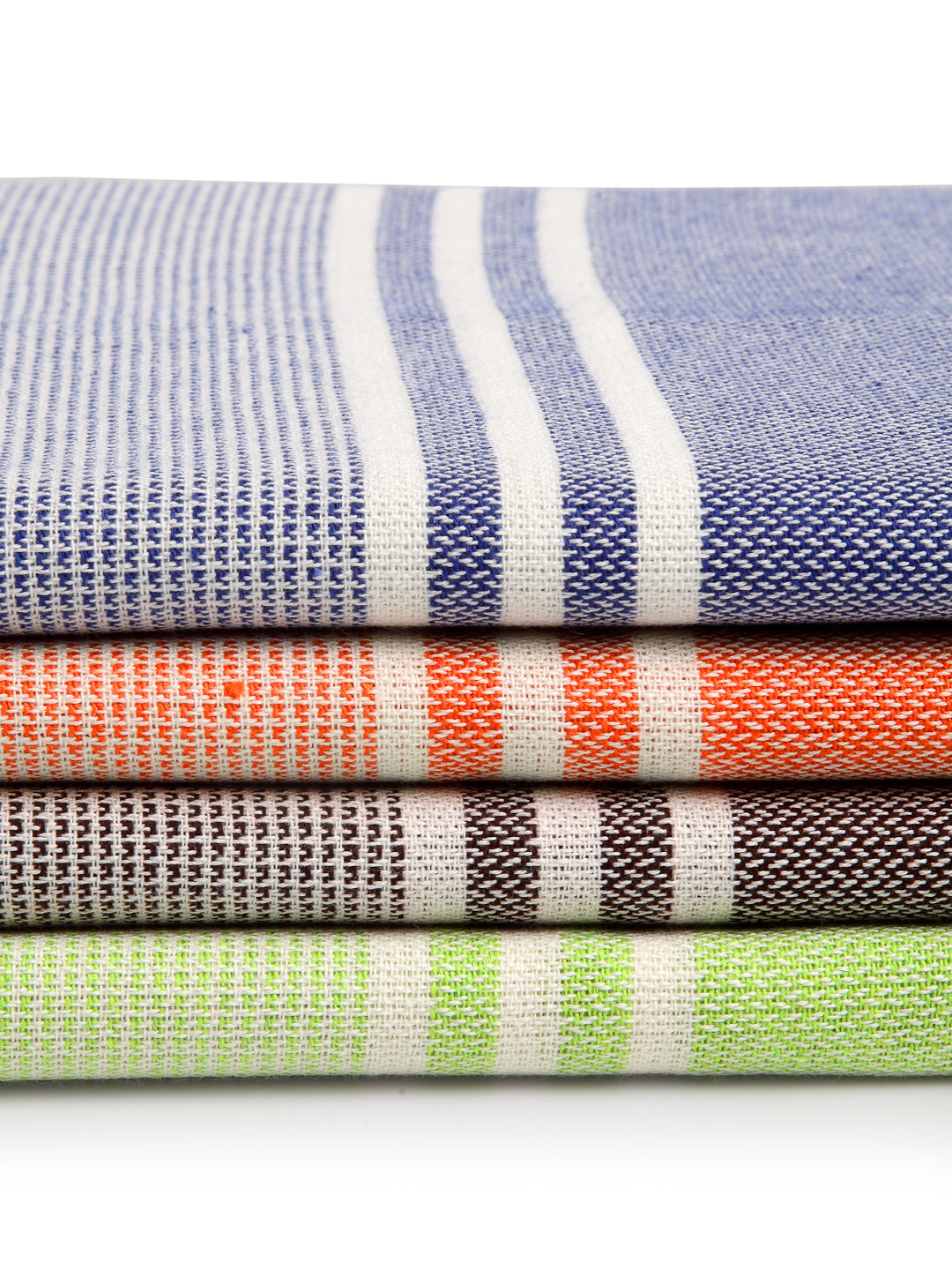 Arrabi Multi Stripes Handwoven Cotton Bath Towel (Set of 4) (150 x 75 cm)