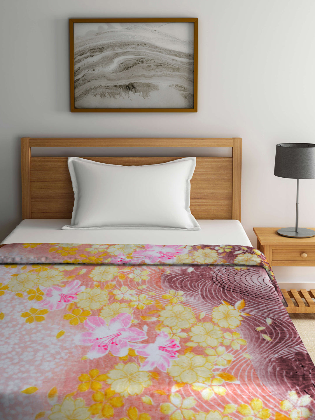 Arrabi Multi Floral Polyester 950 GSM Full Size Single Bed Blanket (210 X 150 cm)