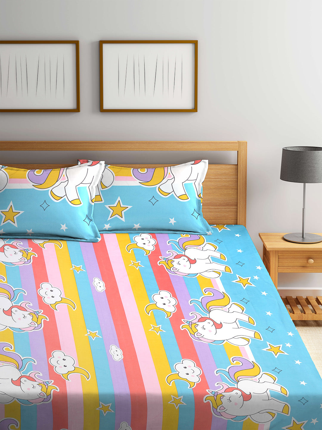 Kid's Special King Size Bed Sheet Set with 2 Pillow Covers by Arrabi® (250 x 220 cm)