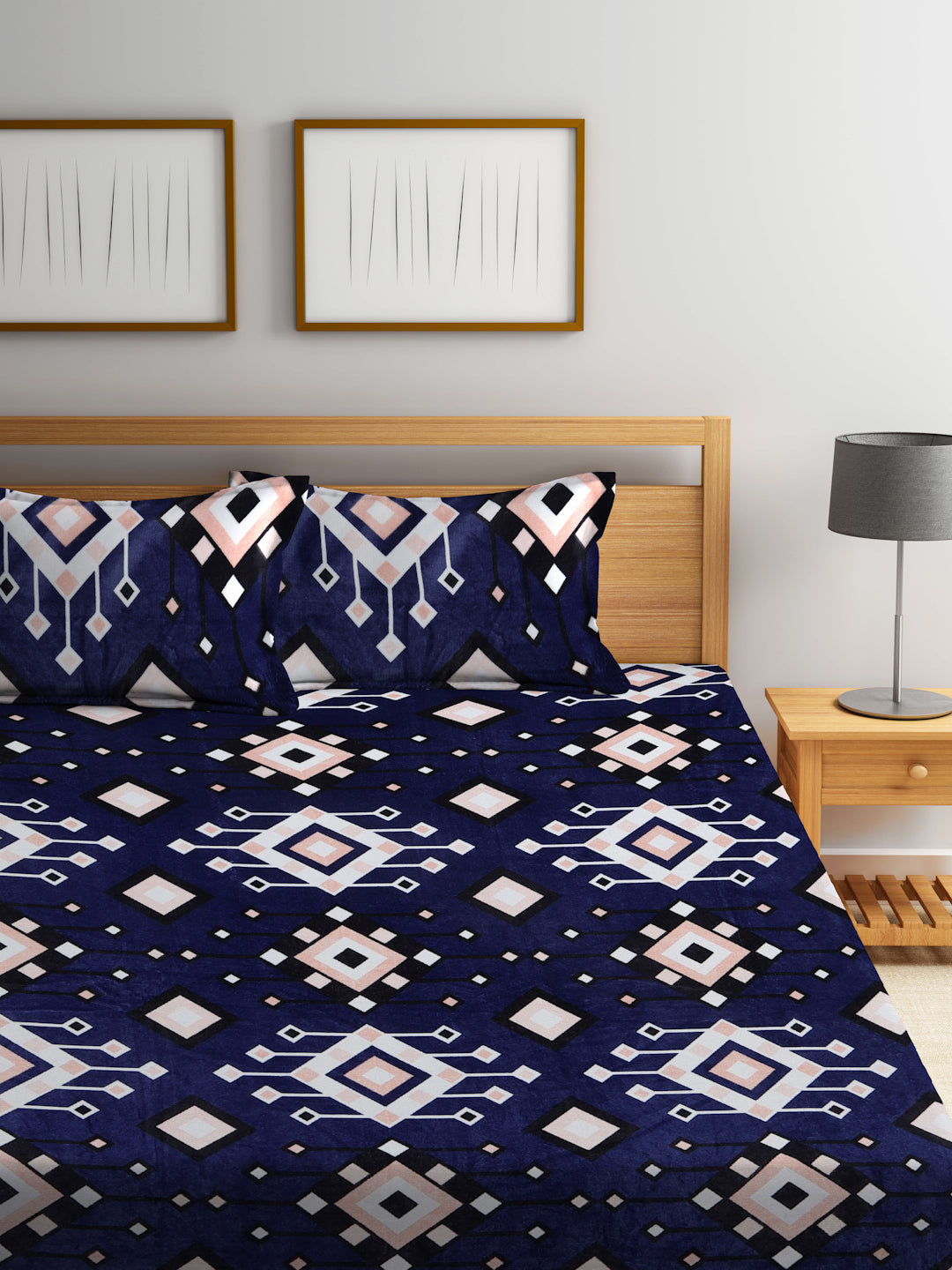 ARRABI® King Size Winter Woolen Bedsheet with 2 Pillow Covers (235 X 215 cm)