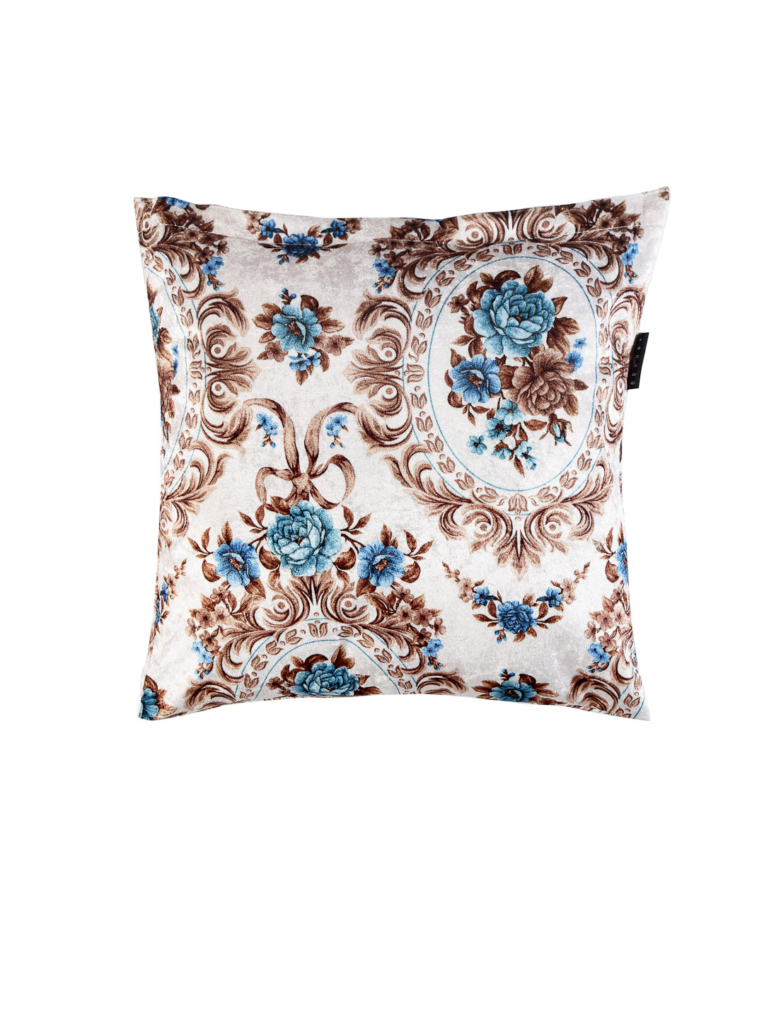 Arrabi Blue Floral TC Chenille Cotton Blend Cushion Covers (Pack of 5) (40 x 40 cm)