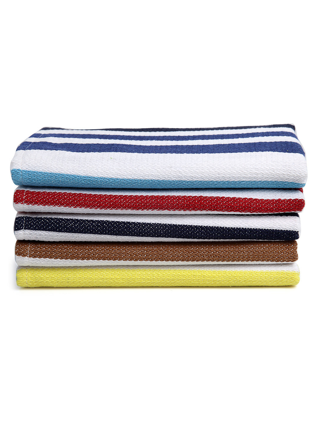 Arrabi Multi Stripes Handwoven Cotton Hand Towel (Set of 5) (85 X 35 cm)