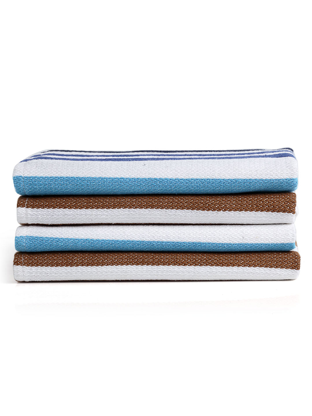 Arrabi Multi Stripes Handwoven Cotton Hand Towel (Set of 4) (85 X 35 cm)