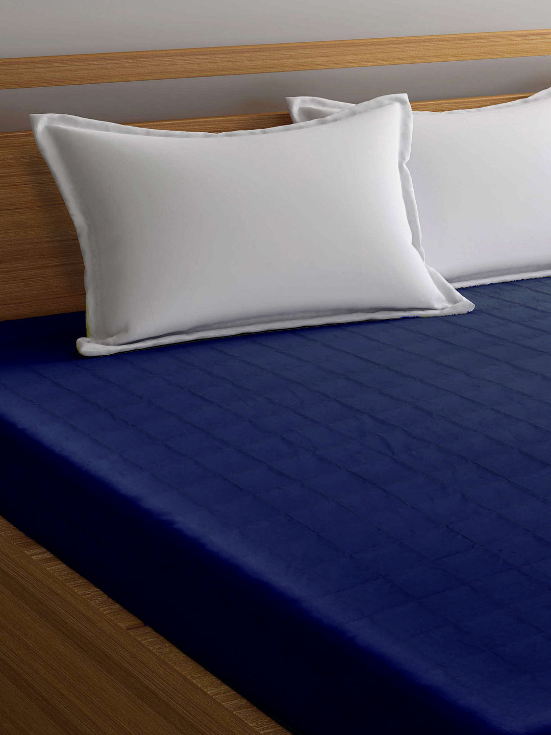 Arrabi Blue Solid TC Cotton Blend 210 GSM Double Bed Size Mattress Protector (250 X 230 cm)