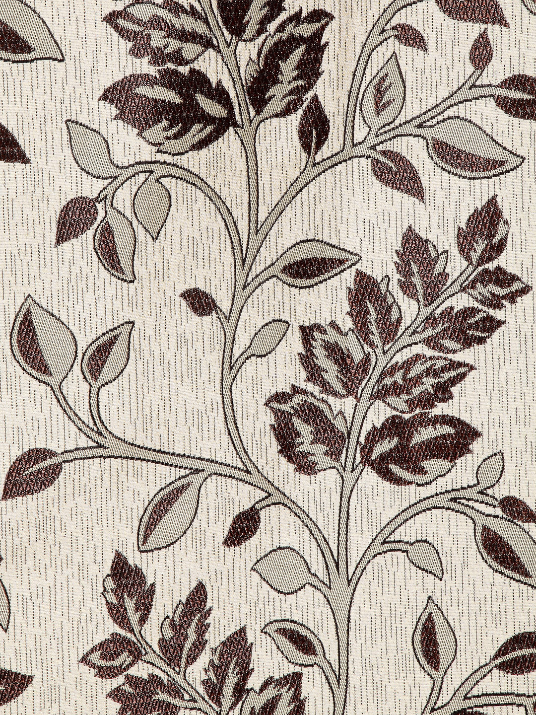 Arrabi Brown Leaf Print TC Cotton Blend Set of 2 Long Door Curtains (275 X 120 cm)