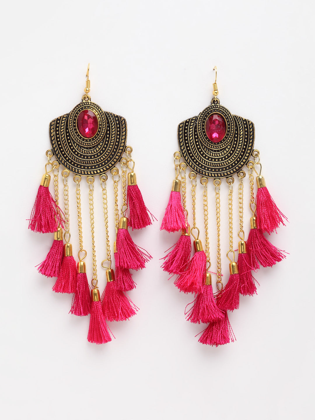 Arrabi Pink Tasselled Earrings (Set of 2) (10 cm)