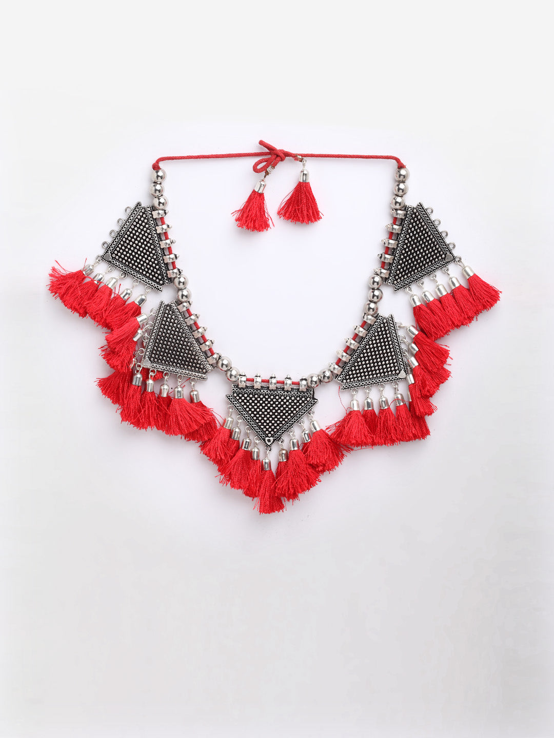 Arrabi Red Tasselled Necklace (30 cm)