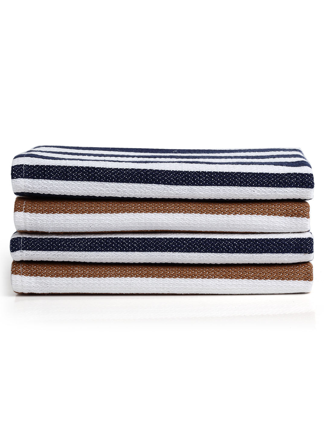 Arrabi Multi Stripes Handwoven Cotton Hand Towel (Set of 4) (85 X 35 cm)