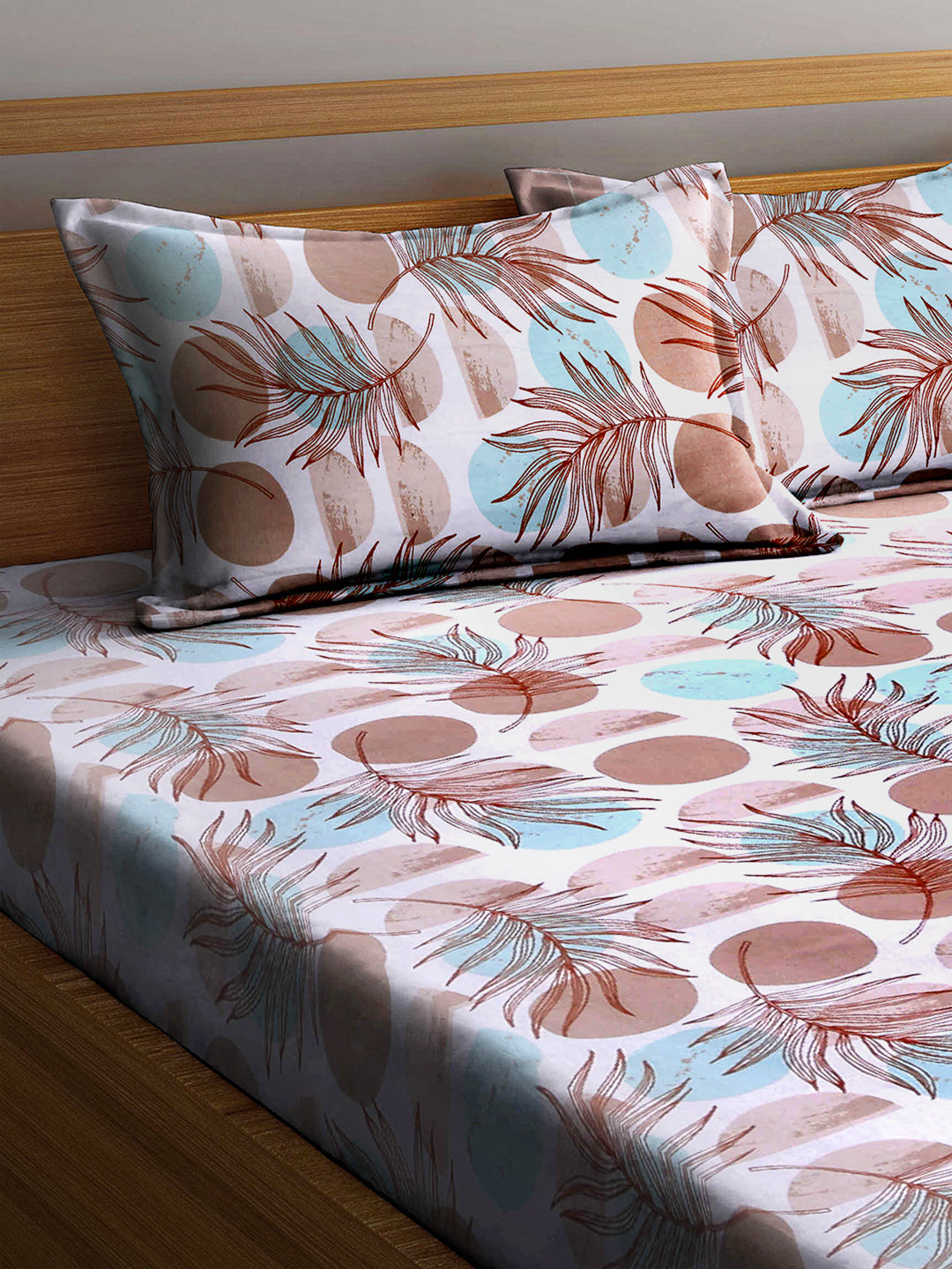 Arrabi Multi Floral 100% Cotton King Size Double Bedsheet with 2 Pillow Covers (250 X 215 cm)