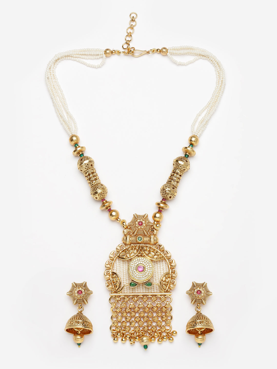 Arrabi Gold Handcrafted Jewellery Set with 2 Earrings (56 cm)