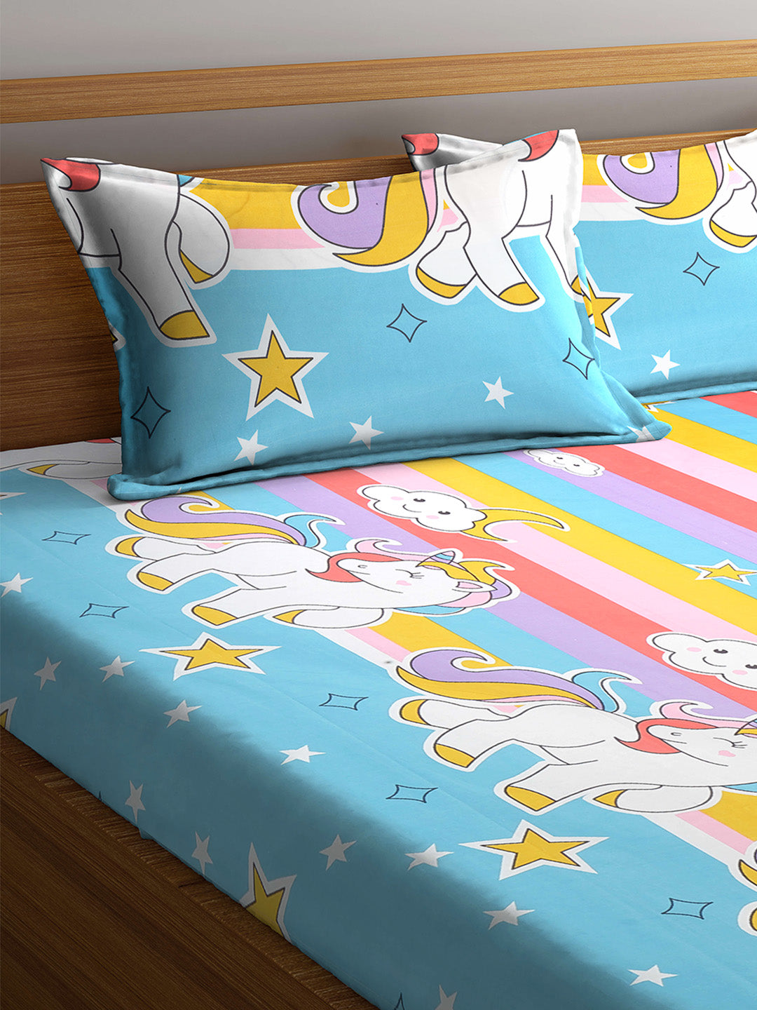 Kid's Special King Size TC Cotton Blend Bed Sheet Set with 2 Pillow Covers by Arrabi® (255 x225 cm)