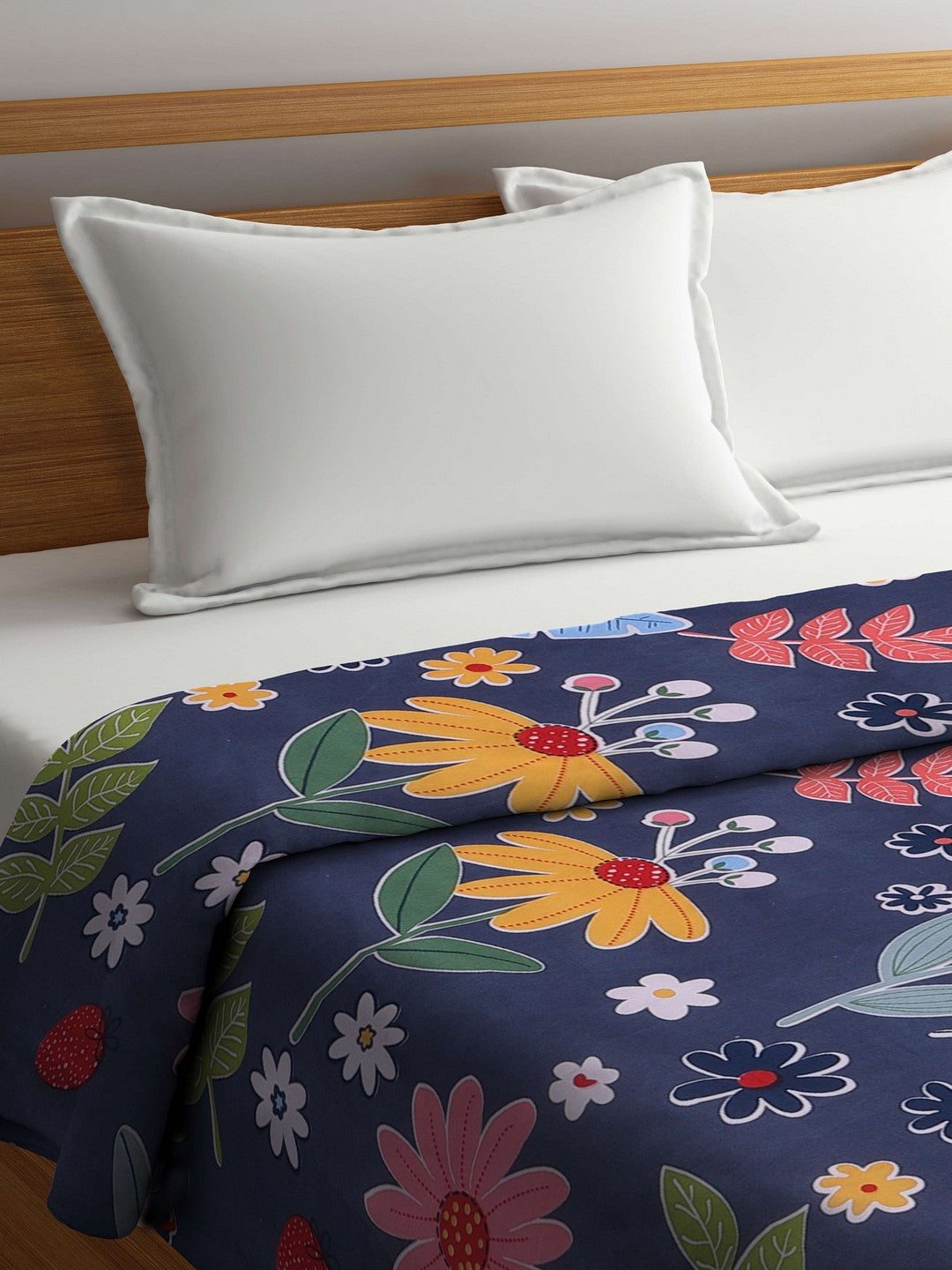 Arrabi Grey Floral TC Cotton Blend 350 GSM Double Size Comforter (240 x 215 cm)
