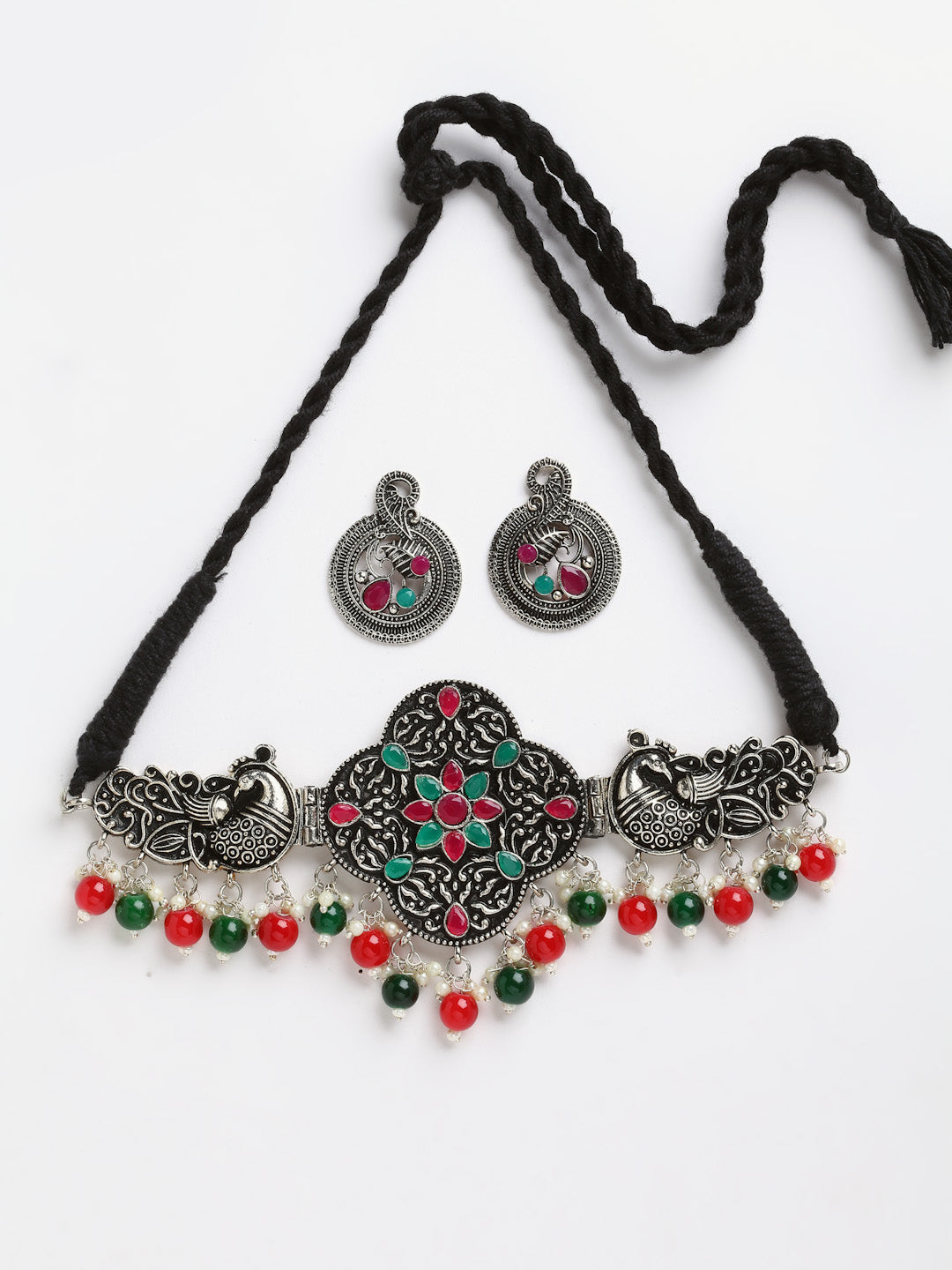 Arrabi Multi Oxidised Jewellery Set with 2 Earrings (40 cm)