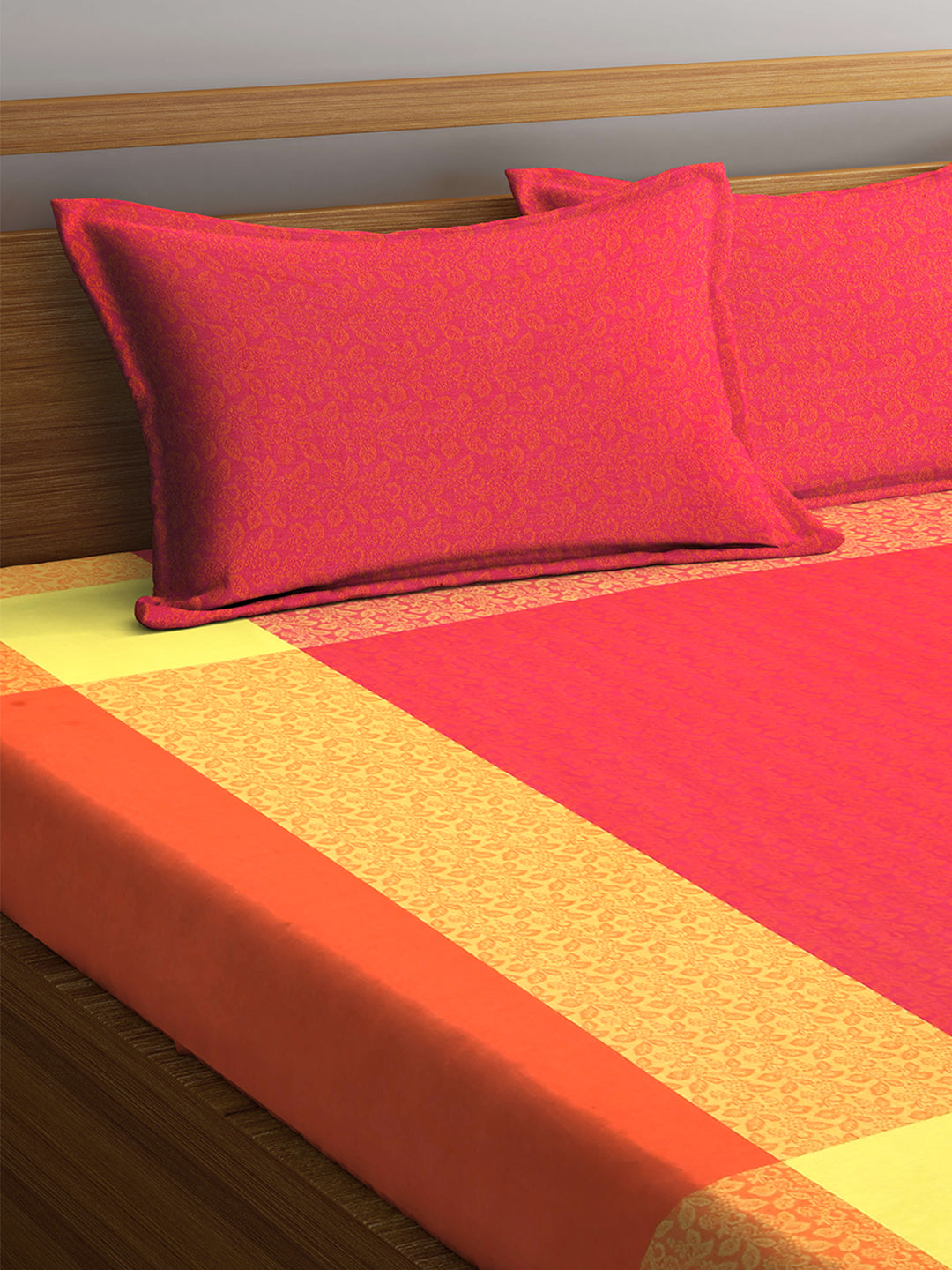 ARRABI® Handwoven Pure Cotton King Size Bedsheets with 2 Pillow Covers (260 X 230 cm)