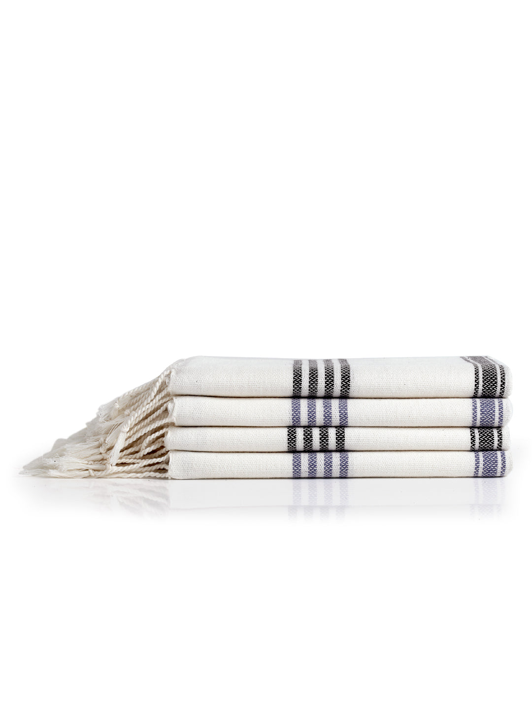 Arrabi Multi Solid Handwoven Cotton Hand Towel (Set of 4) (90 X 35 cm)
