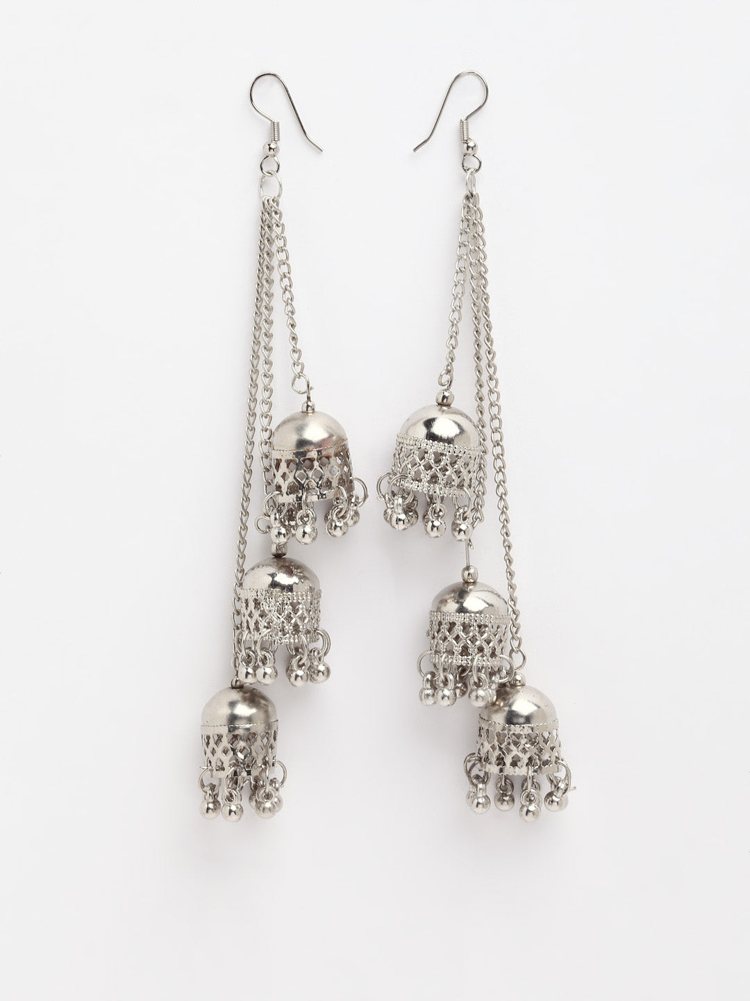 Arrabi Metallic Oxidised Earrings (Set of 2) (10 cm)