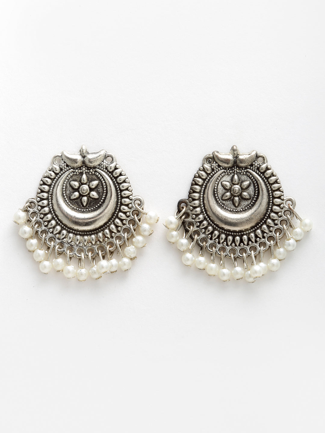 Arrabi Metallic Oxidised Jewellery Set with 2 Earrings (40 cm)