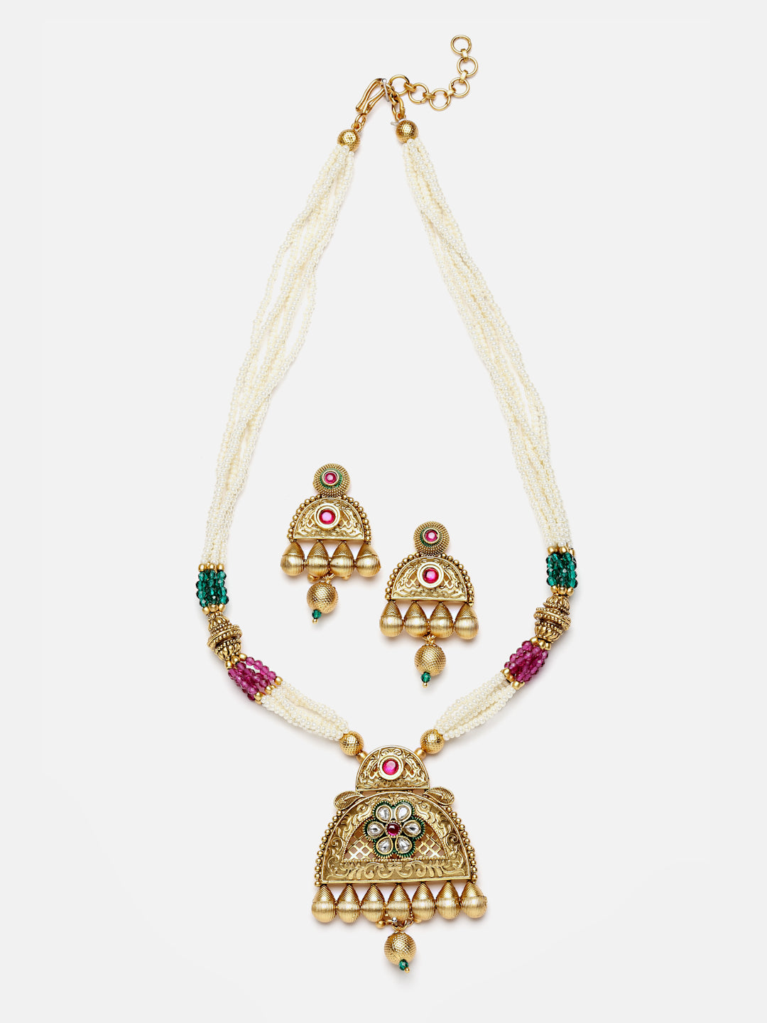 Arrabi Multi Handcrafted Jewellery Set with 2 Earrings(30 cm)