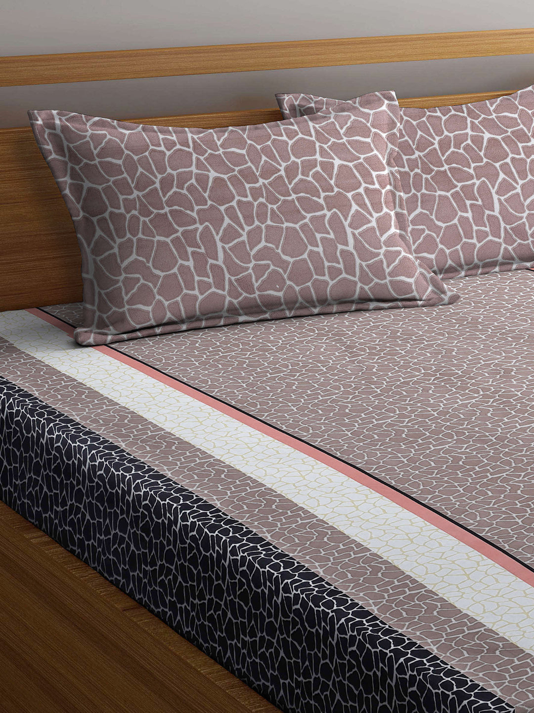 Arrabi Multi Stripes TC Cotton Blend King Size Bedsheet with 2 Pillow Covers (250 x 220 cm)