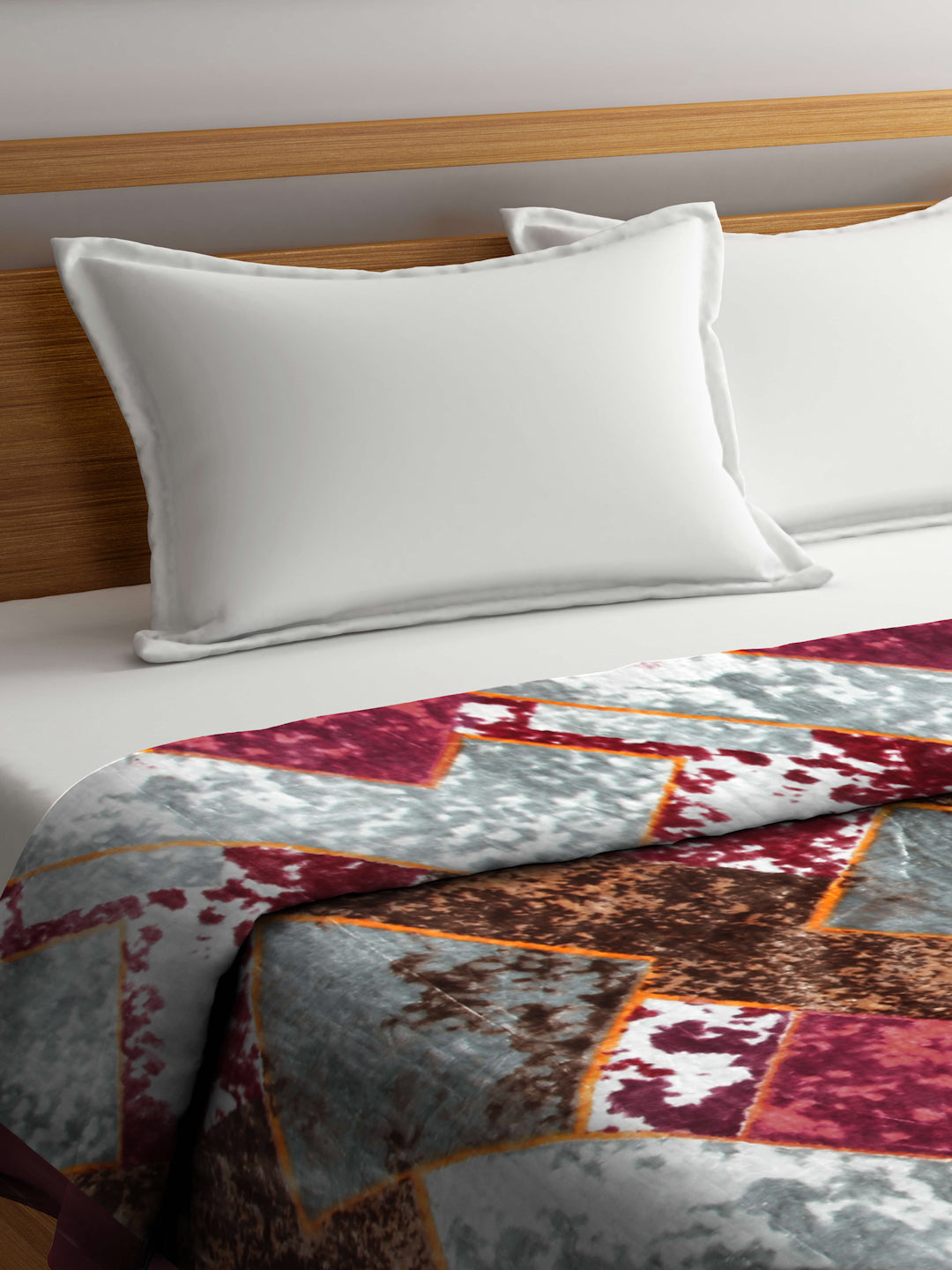Arrabi Multi Geometric Wool Blend 950 GSM Full Size Double Bed Blanket (230 X 200 cm)
