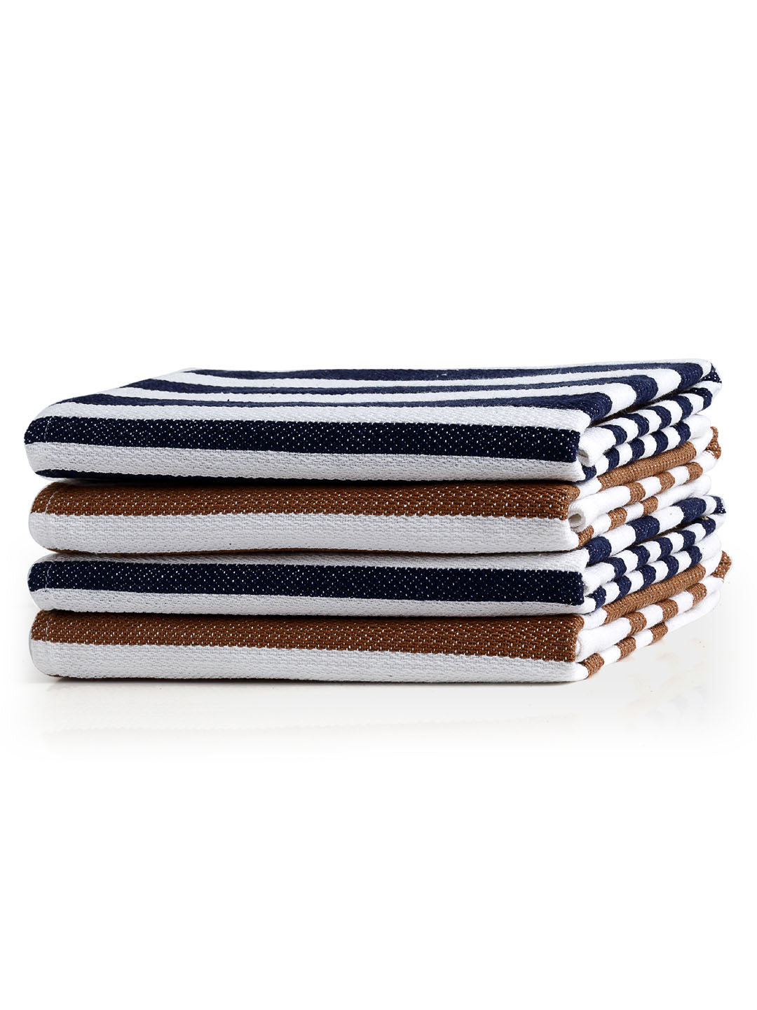 Arrabi Multi Stripes Handwoven Cotton Hand Towel (Set of 4) (85 X 35 cm)