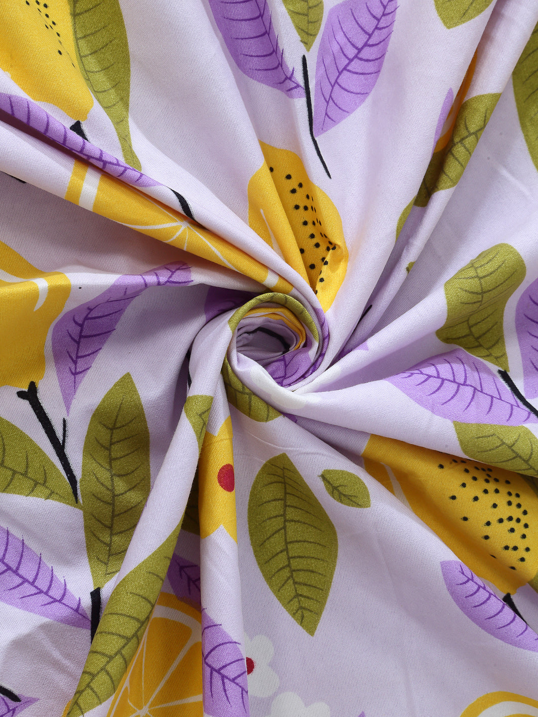 Arrabi Purple Leaf TC Cotton Blend King Size Bedsheet with 2 Pillow Covers (250 X 215 cm)