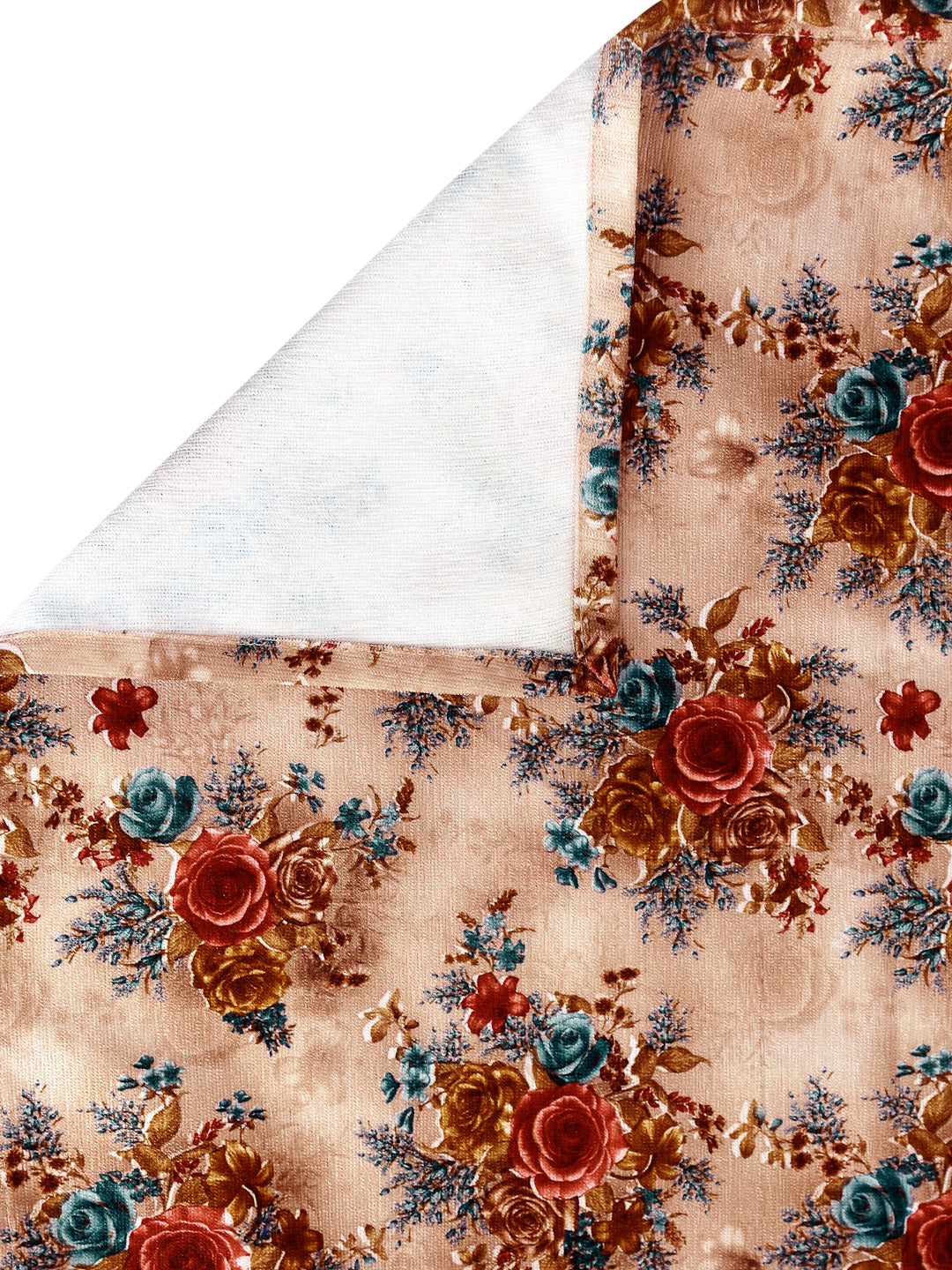 Arrabi Brown Set of 6 Floral Handwoven Chenille Diwan Set (225 x150 cm)